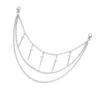 Chaîne de taille multicouche avec pendentif croisé - Pantalon streetwear - Esthétique - Pour adulte, Section 2., taille unique