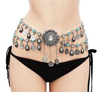 Chaîne de Taille pour Femme Chaîne de mode Rétro de style ethnique Belly Dance ACCESSOIRES(Silver)