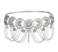 Chaîne de Taille pour Femme Dance Casual Pop Body Chain Taist Retro Coins Chain de taille à la taille(Silver)