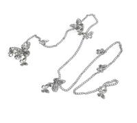 Chaîne de Taille Punk avec Papillons, Ceinture Argentée à Niveaux avec Charmes Papillons Mixtes, Bijou Corporel Ajustable pour Jupes et Robes