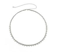 Chaîne de taille tendance pour femme, chaîne de corps double couche avec perles, argent et or, 100 cm