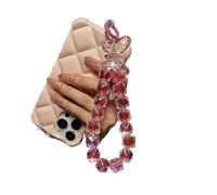 Chaîne de téléphone antivol à faire soi-même, avec pendentif papillon en acrylique scintillant et cristal, dragonne for téléphone fille(Pink)