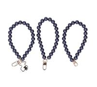 Chaîne de Téléphone Portable Brillante Ronde de Bracelet de Perle avec la Boucle en Métal de Résine d'ABS pour le Trousseau de Poche (Noir Bleu)