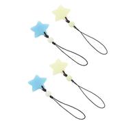 Chaîne de Téléphone Portable Étoile Lumineuse 4 Pièces, Corde Tressée | Pendentif Mignon Bleu Vert, pour Paquet et Fermetures Éclair, Style Kawaii, Usage Nuit, Repérage Rapide
