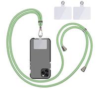 Chaîne de téléphone portable universelle - Cordon universel pour téléphone portable à suspendre autour du cou - Avec cordon de téléphone portable - Réglable et amovible - Bandes bleues et blanches
