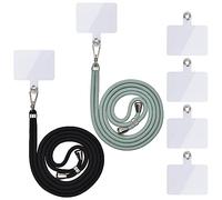 Chaîne de téléphone portable universelle, cordon universel pour téléphone portable suspendu autour du cou avec coussinet de téléphone portable, réglable et amovible., 2 noir clair + vert matcha, Hand