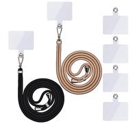 Chaîne de téléphone portable universelle, cordon universel pour téléphone portable suspendu autour du cou avec coussinet de téléphone portable, réglable et amovible., 2 noir clair + doré, Hand