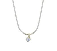 Chaîne de tennis de 3 mm 14 carats sur S925 - Pendentif de Moisanite coupé du cœur. Un cadeau délicat pour le romantique dans l'âme