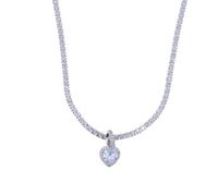 Chaîne de tennis de 3 mm 14 carats sur S925 - Pendentif de Moisanite coupé du cœur. Un cadeau délicat pour le romantique dans l'âme