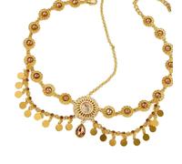 Chaîne de tête de mariée indienne dorée avec pampilles et strass pour femme, accessoire de mariage, tenue décontractée, élégante, taille unique, Comme décrit, Comme décrit.
