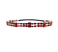 Chaîne de Tête pour Femme Bijoux de chaîne cheveux bandeau flexible carré double couche strass for des femmes(rouge)