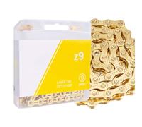 Chaîne de vélo, 116 Sections en Acier à Haute teneur en Carbone 8-12 Vitesses avec revêtement électrolytique, adaptée à Tous Les Types de vélos.(Gold,11S)
