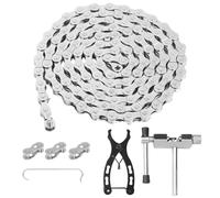 Chaîne de Vélo 6/7/8 vitesses 1/2 x 3/32 pouces 116 Maillons, kit Chaîne de Vélo avec Verrou de Chaîne,Dérive-Chaîne, pince à Chaîne et 4 paires de Verrous de Chaîne, kit d'outils pour Chaîne de Vélo