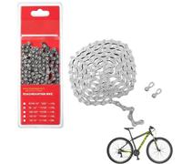 Chaîne de vélo 9 vitesses 116 maillons avec attache rapide 9 vitesses, Acier Carbone Chromé, Compatible Shimano, SRAM et Campagnolo, Légère, Précise et Durable