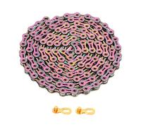 Chaîne de Vélo 9 Vitesses, Acier au Carbone Résistant à l'Usure, Chaîne Colorée Électroplacée pour VTT et Route - Stabilité Sécurisée, Passage Rapide, Idéale Cyclisme Longue