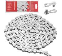 Chaîne De Vélo, Chaîne De Vélo 6/7/8 Vitesses, 1/2'' X 11/128'' 116 Maillons, Derive Chaine Velo Pratique Avec Pince À Chaîne Et Casse-Chaîne, Kit Reparation Chaine Velo, Argenté