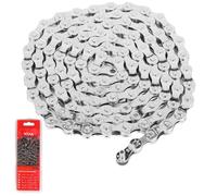 Chaine de velo - Chaîne Vélo 6/7/8 Vitesses, 1/2 x 3/32 Pouces, Acier Haute Résistance, Argent, Durable et Fluide, Compatible VTT, Vélo Route, Sport