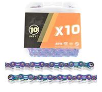 Chaîne de vélo galvanisée 116 L, 9 à 12 Vitesses, Durable, for la Plupart des vélos de Route et VTT.(Color el,10S)