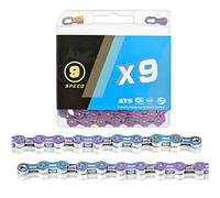 Chaîne de vélo galvanisée 116 L, 9 à 12 Vitesses, Durable, for la Plupart des vélos de Route et VTT.(Color el,9S)