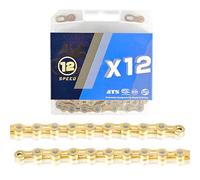Chaîne de vélo galvanisée 116 L, 9 à 12 Vitesses, Durable, for la Plupart des vélos de Route et VTT.(Gold el,12S)