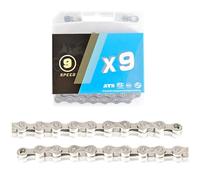Chaîne de vélo galvanisée 116 L, 9 à 12 Vitesses, Durable, for la Plupart des vélos de Route et VTT.(Silver no,9S)