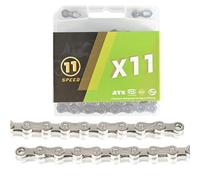 Chaîne de vélo galvanisée 116 L, 9 à 12 Vitesses, Durable, for la Plupart des vélos de Route et VTT.(Silver no,11S)