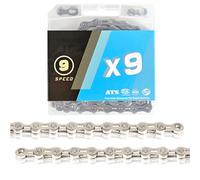 Chaîne de vélo galvanisée 116 L, 9 à 12 Vitesses, Durable, for la Plupart des vélos de Route et VTT.(Silver el,9S)