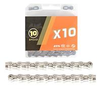 Chaîne de vélo galvanisée 116 L, 9 à 12 Vitesses, Durable, for la Plupart des vélos de Route et VTT.(Silver el,10S)