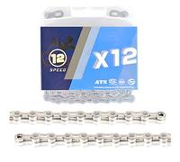 Chaîne de vélo galvanisée 116 L, 9 à 12 Vitesses, Durable, for la Plupart des vélos de Route et VTT.(Silver el,12S)