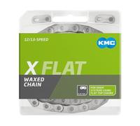 Chaîne de vélo KMC - Flat Top - 126 maillons - 12 vitesses - 13 vitesses - Pont X - Waxed - Compatible avec SRAM AXS et Transmission - Argent, tons argentés