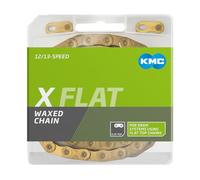 Chaîne de vélo KMC - Flat Top - TiN doré - 126 maillons - Waxed - Compatible avec SRAM AXS et Transmission - Doré