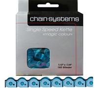 Chaîne de vélo POINT MAGIC COLOR 1 x 102 maillons 1/2 x 1/8 bleu Singlespeed BMX