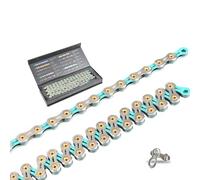 Chaîne de vélo ultralégère 126 L, colorée, 12 Vitesses, revêtement Diamant, for VTT/vélos de Route, Noire et Rouge, Non Creuse(Silver Green Full Hollow)