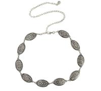 chaine de ventre Lien ceinture accessoires sud-ouest soleil étoile éclatement estampillé métal médaillon chaîne Cowgirl robe d'été taille pour robes(E Carving Silver)