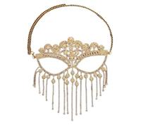 Chaîne de visage avec pompon bohème en strass pour Halloween, cosplay, fête, taille unique, Strass