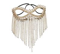Chaîne de Visage Chaîne de tête de strass de danse du ventre chaîne de masque de pendentif de gland de cristal pour une Soirée Cosplay(Gold)