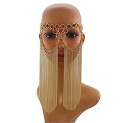 Chaîne de Visage Punk Party Shiny Mesh Tassel Veil Metal Chain Face Mask 1920s Belly Dance pour une Soirée Cosplay
