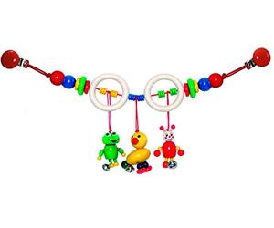 Chaîne de voiture, canard/grenouille 470 x 150 x 80 accessoires avec des erreurs de poussettes en bois