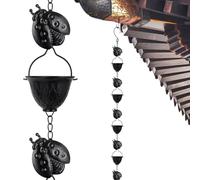 Chaîne d'eau de pluie ornementale - Chaîne de gouttes de 2,8 m de long, version résistante avec 12 verres | Alternative au pluvial avec rallonge, pour collecteur de toit et