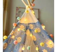 Chaîne d'éclairage à billes pour enfants, Fonctionne sur piles Blanc chaud 2m 20 Leds Multicolore Pom Pom Chaîne d'éclairage Led Décoration Pour Noël Fête Intérieure Chambre Enfants