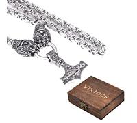Chaîne D'empereurs Byzantins Carrée Collier Mjolnir Homme Bijoux Vikings Nordiques Tête De Loup Fenrir Marteau De Thor Pendentif Amulette Cadeau Dans Une Boîte En Bois Du Valhalla ( Color : Style 8 ,