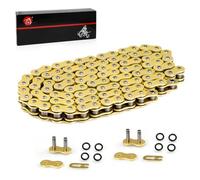 Chaîne d'entraînement à joint torique robuste (doré) compatible avec Yamaha Warrior 350 Raptor 350 700 700R YFZ450 YFZ450R XT250 XT550 YZ100 Outlaw 450 525 QuadRacer LT500R KLT200 KLT250 KE250 KE250