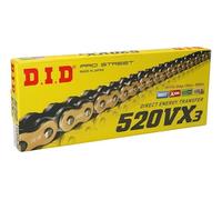 CHAÎNE DID 520VX3 (Or & Noir) - Longueur : 114 maillons avec joint rivet (ZJ)