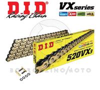 D.I.D Racing Chain Chaîne de transmission 520 VX3 X‑Ring Doré/Noir 118 maillons