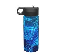 Chaîne DNA avec impression photo - Bouilloire de sport isotherme en acier inoxydable avec couvercle - Pour homme et femme - 532 ml