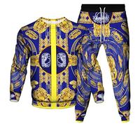 Chaîne dorée de Luxe Imprimé en 3D Survêtement pour Hommes Ensemble 2 pièces Sweat-Shirt et Joggings Hip Hop Activewear Streetwear