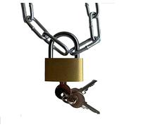 Chaîne en acier avec cadenas | 3 clés incluses | Longueur au choix entre 25 cm à 250 cm | Serrure de 25 mm + 2 x 22 x 8 mm chaîne galvanisée (150 cm).
