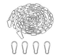 Chaîne en acier inoxydable avec mousqueton, chaîne en acier rond, 5 m, diamètre 3 mm, chaîne en métal à suspendre, convient pour laisses de chien, fauteuils suspendus et balançoires