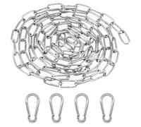 Chaîne en acier inoxydable avec mousqueton, chaîne en acier rond, 5 m, diamètre 4 mm, chaîne en métal à suspendre, convient pour laisses de chien, fauteuils suspendus et balançoires