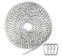 Chaîne en acier inoxydable de 8 m, maillons de chaîne robuste de 1,5 mm avec mousqueton, chaîne ronde en métal en acier anti-corrosion et anti-rouille, chaîne d'ancrage multifonctionnelle, pour